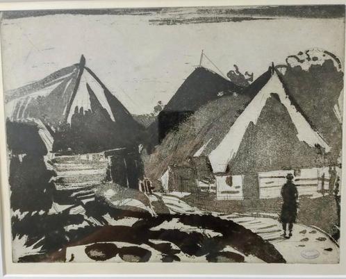 Houtsnede Jan Wiegers, Antiek en Kunst, Kunst | Etsen en Gravures, Ophalen of Verzenden