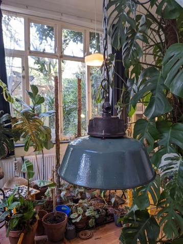 Vintage emaille hanglamp groen