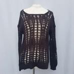 Grappige donkerbruine gebreide "gatentrui". Mt M, Maat 38/40 (M), Bruin, ., Ophalen of Verzenden