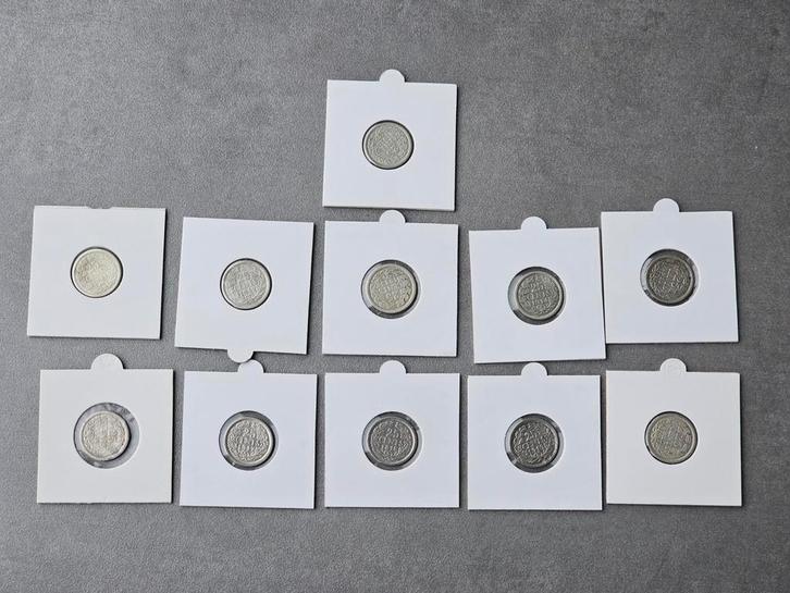 Prachtige serie 25 cent Wilhelmina, Postzegels en Munten, Munten | Nederland, Setje, 25 cent, Koningin Wilhelmina, Zilver, Ophalen of Verzenden