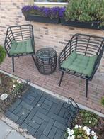 balkon set aangeboden. kleur zwart met groene kussens., Tuin en Terras, Tuinbanken, Ophalen, Zo goed als nieuw, Kunststof