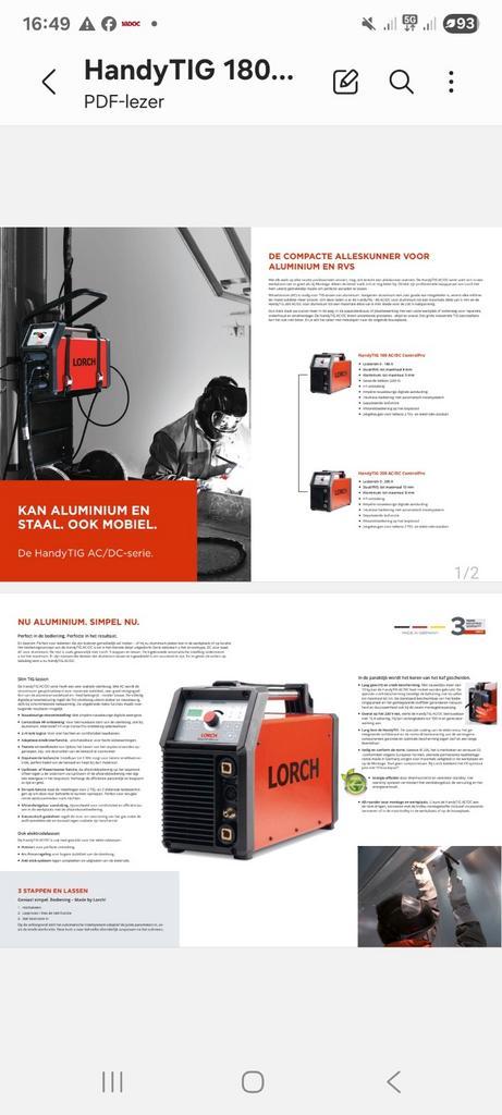 Lorch HandyTIG 180 AC/DC ControlPro TIG Lasapparaat, Doe-het-zelf en Verbouw, Gereedschap | Lasapparaten, Nieuw, Tig, 150 tot 250 ampère