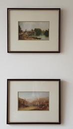 Oude engelse prentjes in lijst, 2 stuks, Antiek en Kunst, Ophalen of Verzenden