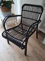 Rotan fauteuil zwart, Huis en Inrichting, Stoelen, Ophalen, Riet of Rotan, Zwart, Zo goed als nieuw