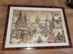 Anton Pieck prent in schilderij Amersfoort, Ophalen of Verzenden