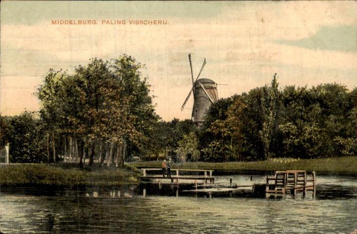 Middelburg - Paling Visserij, Verzamelen, Ansichtkaarten | Nederland, Gelopen, Zeeland, Voor 1920, Ophalen of Verzenden