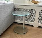 Design tafeltje veiligheidsglas, Huis en Inrichting, 45 tot 60 cm, Minder dan 55 cm, Rond, Ophalen of Verzenden