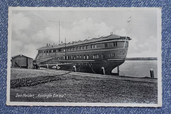 Den Helder. Wachtschip Koningin Emma, Verzamelen, Ansichtkaarten | Nederland, Gelopen, Noord-Holland, 1940 tot 1960, Ophalen of Verzenden