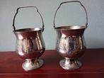2 stuks verzilverde sier/bloempotjes met hengsel., Ophalen, Rond, Nieuw, Metaal