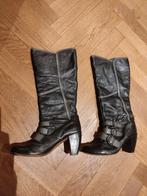 Spaanse leren laars zwart met grijs maat 40, Ophalen of Verzenden, Zo goed als nieuw, Zwart, Hoge laarzen