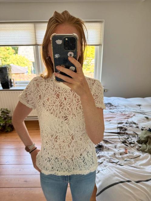 Lofty manner - witte top - maat M, Kleding | Dames, Tops, Zo goed als nieuw, Wit, Korte mouw, Ophalen of Verzenden