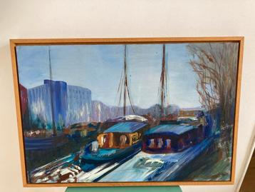 Noorderhaven Groningen - Lonia - Olieverf op paneel beschikbaar voor biedingen