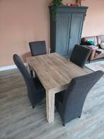 Uitschuifbare eettafel met 4 stoelen, Huis en Inrichting, Ophalen, Gebruikt, Overige materialen, 50 tot 100 cm