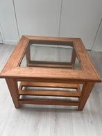Teakhouten Salontafel met Glas, Ophalen, Gebruikt, 50 tot 100 cm, Minder dan 50 cm