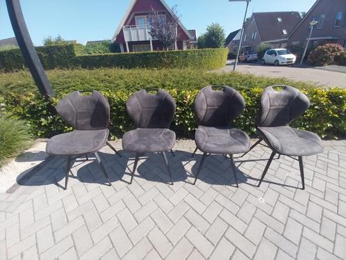 4 of 6x eetkamerstoel antraciet/bruin (pronto), Huis en Inrichting, Stoelen, Zo goed als nieuw, Vijf, Zes of meer stoelen, Metaal