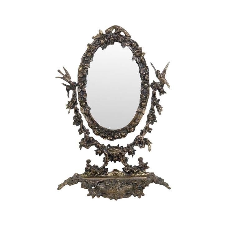 Antieke Tafelspiegel Verguld Brons Kapspiegel Art Nouveau, Antiek en Kunst, Antiek | Spiegels, Minder dan 50 cm, Minder dan 100 cm