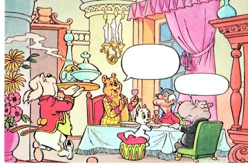 Kaart Bommel en Tom Poes - Joost serveert eten 1974, Verzamelen, Stripfiguren, Zo goed als nieuw, Overige typen, Olivier B, Bommel en Tom Poes