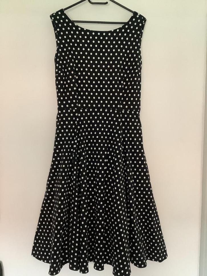 Collectif Polkadot Stippen Jurk, Kleding | Dames, Jurken, Zo goed als nieuw, Maat 46/48 (XL) of groter, Zwart, Knielengte, Ophalen of Verzenden