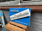 Emaille Reclamebord Agentur Neueste Nachrichten Badische Pre, Antiek en Kunst, Ophalen of Verzenden