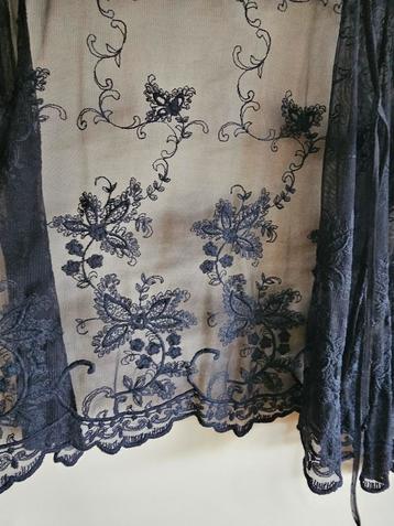 Zwarte transparante top met bloemen M/L beschikbaar voor biedingen
