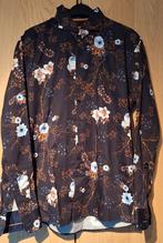 Wam overhemd L/XL - antraciet met bloemmotief, Wam, Ophalen of Verzenden, Zo goed als nieuw, Halswijdte 41/42 (L)