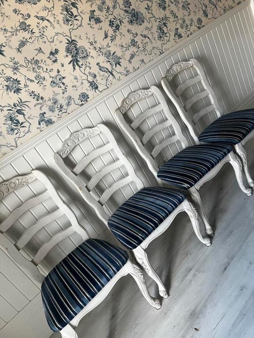 Set van 4 Klassieke Eetkamerstoelen - Opknapper, Huis en Inrichting, Stoelen, Gebruikt, Vier, Hout, Wit, Ophalen