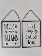 Decoratieve glazen met inspirerende teksten, Huis en Inrichting, Woonaccessoires | Tekstborden en Spreuken, Ophalen, Zo goed als nieuw