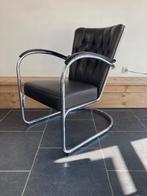 Gispen 412 GE , chroom, frame, donkerbruin leder, Huis en Inrichting, Fauteuils, Design, 75 tot 100 cm, Zo goed als nieuw, Leer