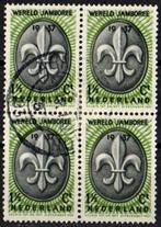 Nederland nr. 292 Jamboree in een blok van 4 gestempeld, Postzegels en Munten, Ophalen of Verzenden, Na 1940, Gestempeld