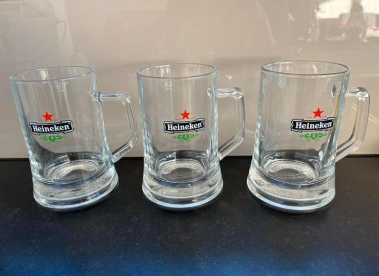 Heinken halve liter bierpul bierglas 3 stuks NIEUW, Ophalen of Verzenden, Nieuw, Bierglas