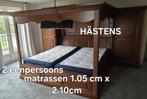 Eiken bed 2 pers. met Hästens matrassen + kasten, Ophalen, Bruin, Klassiek, Tweepersoons