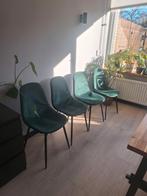 Mooie velvet groene stoelen, 4 stuks, Huis en Inrichting, Stoelen, Ophalen, Zo goed als nieuw, Overige kleuren