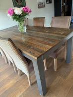 Stoere eetkamer tafel sloophout met 6 stoelen, Huis en Inrichting, Complete eetkamers, Ophalen, Zo goed als nieuw, Bohemian/beachlook