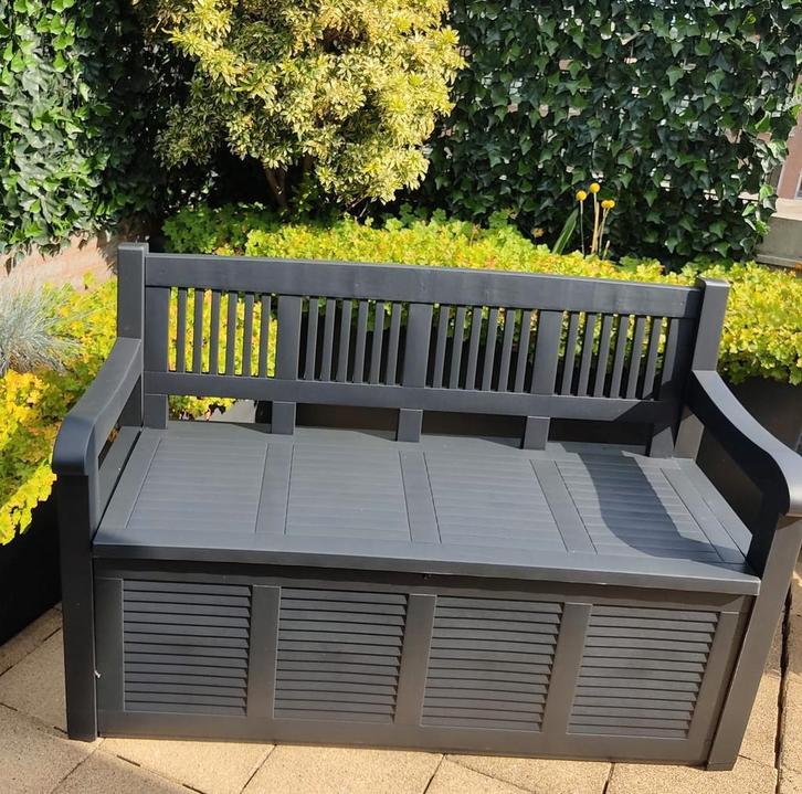 Tuinbank met opbergruimte; vandaag gratis ophalen Maastricht, Tuin en Terras, Tuinbanken, Gebruikt, Kunststof, Ophalen of Verzenden