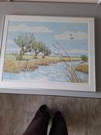 Zeefdruk Zeeuws Vlaanderens kreken landschap., Antiek en Kunst, Ophalen