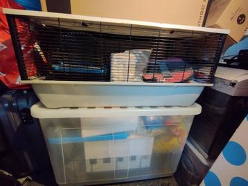 Hamsterkooi met veel bijpassende en verrijkende accessoires beschikbaar voor biedingen