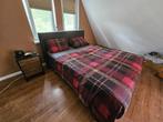 Zwarte boxspring inclusief hoofdbord en topper 160x200, Ophalen, Gebruikt, Tweepersoons, Grijs
