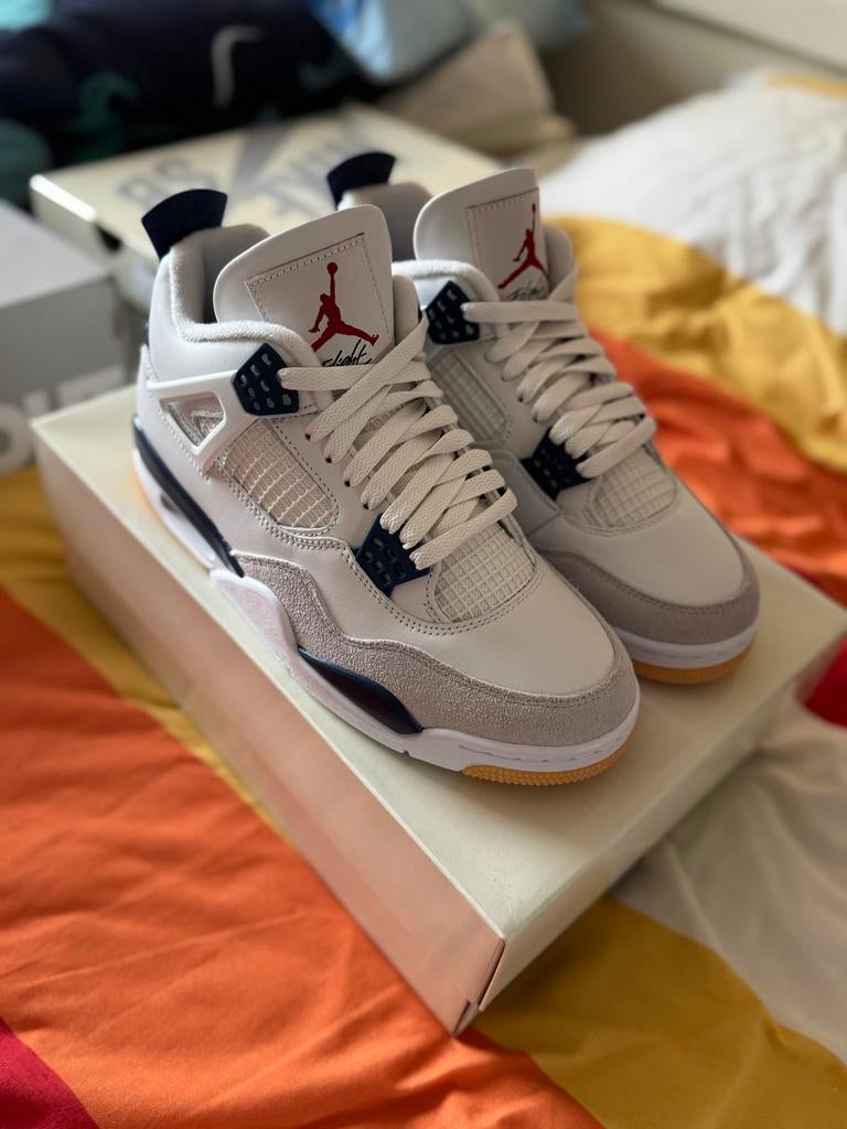 Air Jordan 4 Retro OG SP x Nike SB - Navy (40.5 EU / 7.5 US), Wit, Nieuw, Ophalen of Verzenden, Sneakers of Gympen