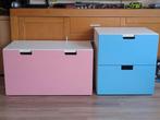 Stuva ladekast blauw 2 lades en ladebak roze, Kinderen en Baby's, Kinderkamer | Commodes en Kasten, Gebruikt, Minder dan 75 cm