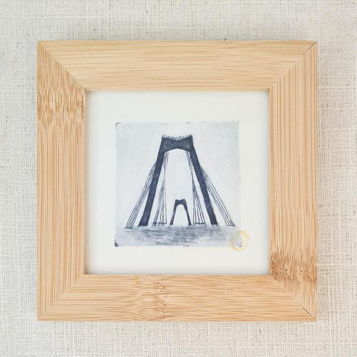 Ets Willemsbrug Rotterdam 10x10 cm, handgemaakt, Huis en Inrichting, Woonaccessoires | Schilderijen, Tekeningen en Foto's, Nieuw