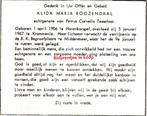 Roozendaal Alida 1906 Harenkarspel 1967 Krommenie Middenmeer, Ophalen of Verzenden, Bidprentje