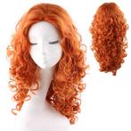 Wilde krullen pruik oranje rood haar + gratis haarnetje, Verzenden, Nieuw, Pruik of Haarverlenging