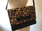 Clutch in panterprint met zwart leer - Manfield, Ophalen of Verzenden, Nieuw, Zwart, Avondtasje
