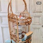 Vintage Rotan trolley/ serveerwagen /wijnrek, Huis en Inrichting, Overige materialen, Gebruikt, 5 tot 15 flessen, Ophalen of Verzenden