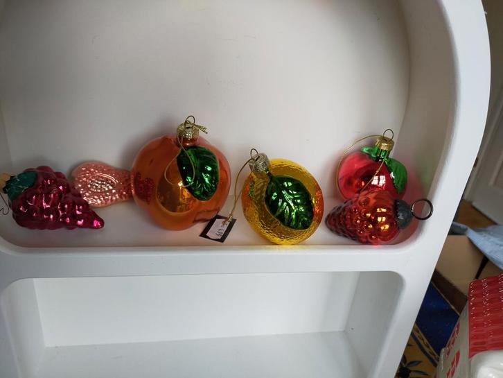 Kerstballen hanger glas, appel, druif, peer, vanaf €0.50.-, Diversen, Kerst, Gebruikt, Ophalen of Verzenden