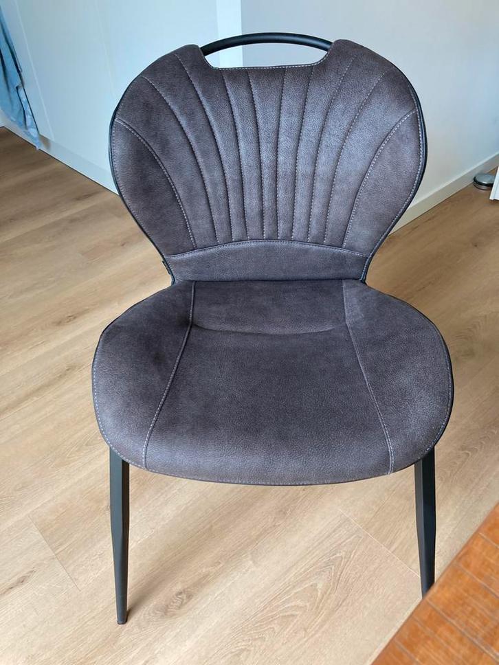 Eetkamerstoelen (4 stuks), Huis en Inrichting, Stoelen, Zo goed als nieuw, Vijf, Zes of meer stoelen, Stof, Grijs, Ophalen