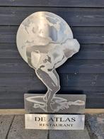 Fors roestvrijstalen reclame bord - "De Atlas restaurant", Ophalen of Verzenden, Gebruikt, Reclamebord