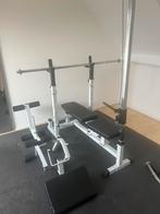 Sportbank + gewichten, Sport en Fitness, Fitnessmaterialen, Ophalen, Gebruikt, Benen, Fitnessbank