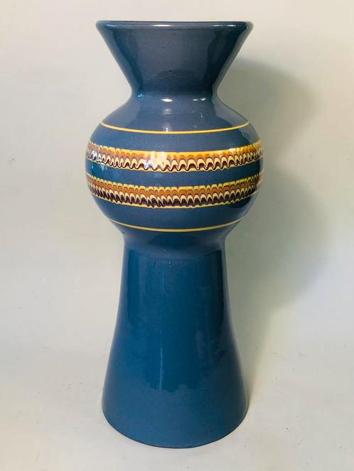Prachtihe aardewerken vaas, vintage, space age, Huis en Inrichting, Woonaccessoires | Vazen, Blauw, Minder dan 50 cm, Glas, Ophalen of Verzenden