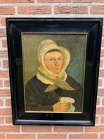Oud olieverfschilderij Vrouw in Klederdracht, Ophalen of Verzenden